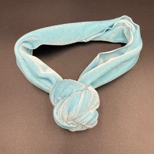 Baby Blue Velvet Infant Girls OS Knotted Headband
